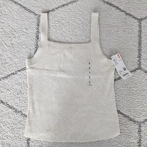 NWT UNIQLO S Women's Cream Ribbed Tank Top